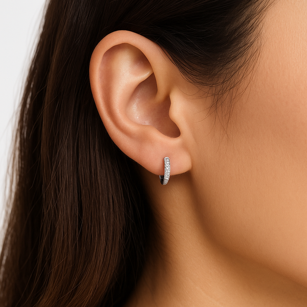 Silver CZ Stone Single Line Solitaire Earring