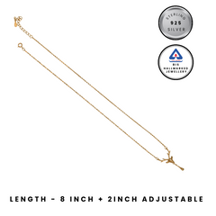 925 silver Gold-Plated Reindeer Antler Dainty Drop Necklace