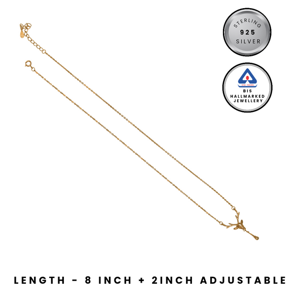 925 silver Gold-Plated Reindeer Antler Dainty Drop Necklace