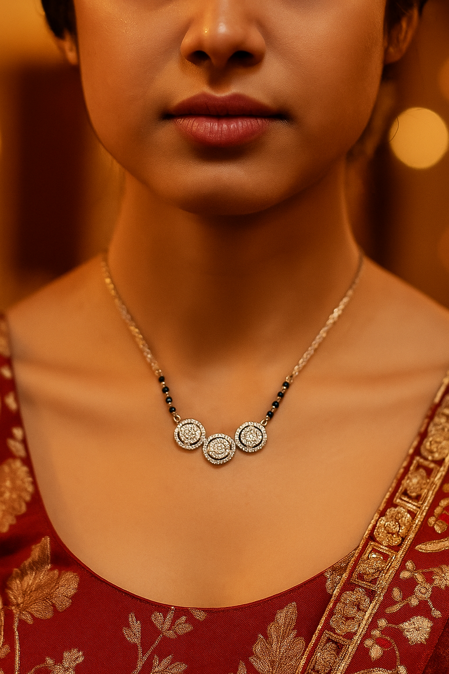 Silver Halo Trinity Mangalsutra