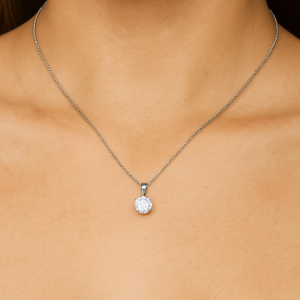 Silver EternaSolitaire Chain Pendant