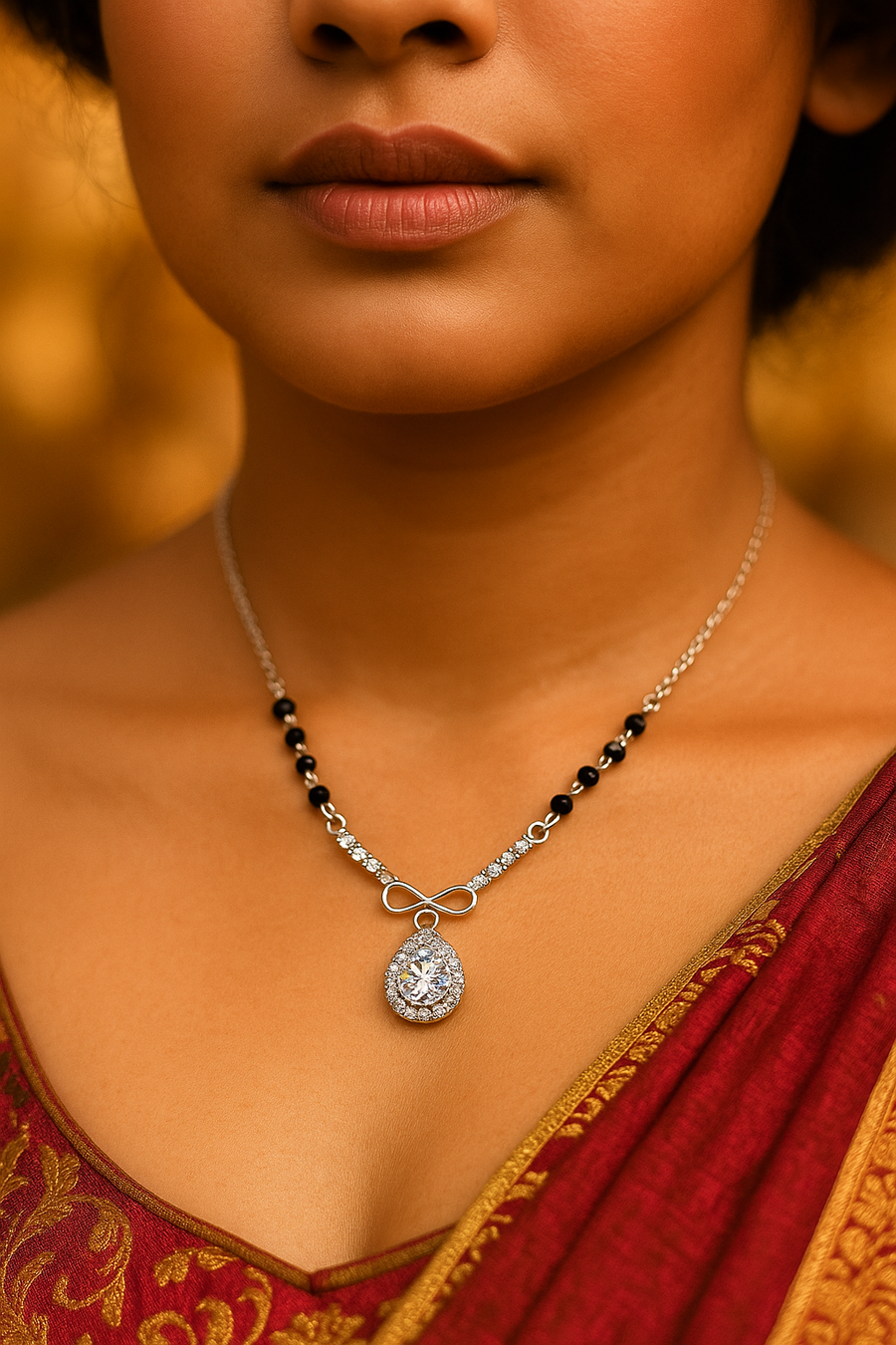 Silver Infinity &  Solitaire Mangalsutra