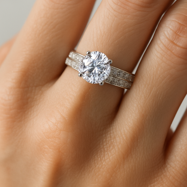 Sterling Silver Solitaire  Line Sparkle ring