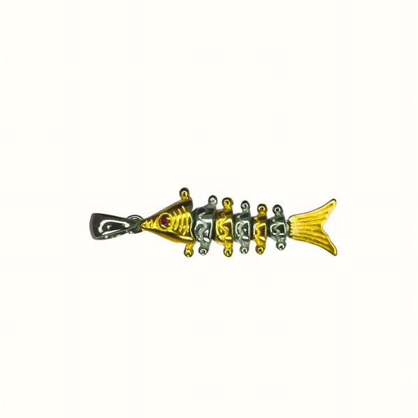 92.5 Silver Fish Pendant with Gold Polish