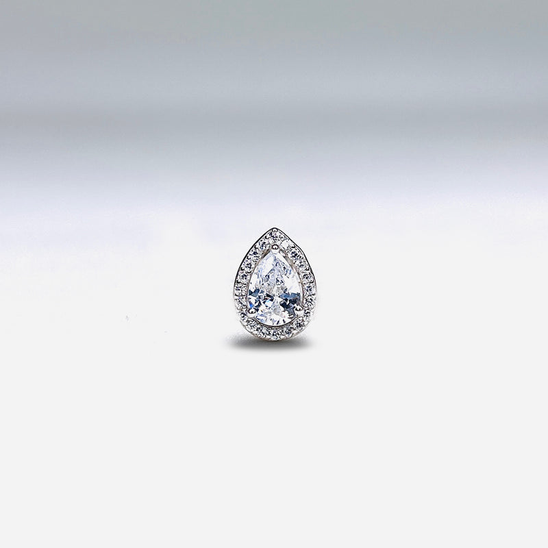 Silver CZ Stone With Pear Solitaire Top