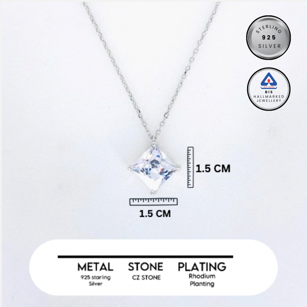 Silver SquareLuxe Chain Pendant necklace