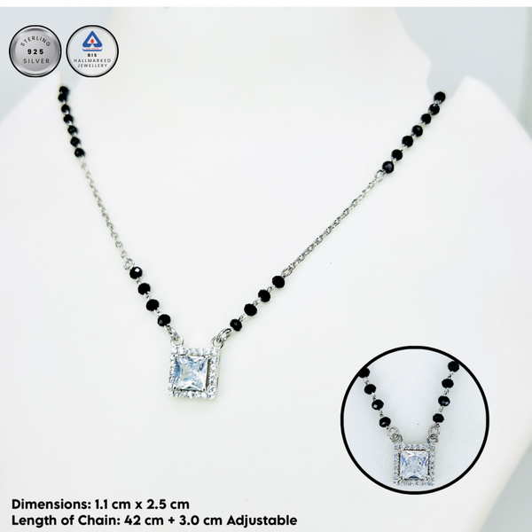 Silver solitaire square  Mangalsutra