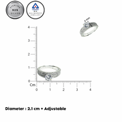Sterling Silver Solitaire  Line Sparkle ring