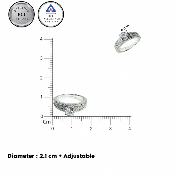 Sterling Silver Solitaire  Line Sparkle ring
