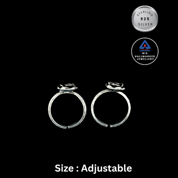 92.5 Sterling Silver Vintage Rose Bloom Toe Rings (Pair)