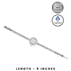 92.5 Sterling Silver Iced-Out Tennis Bracelet Watch