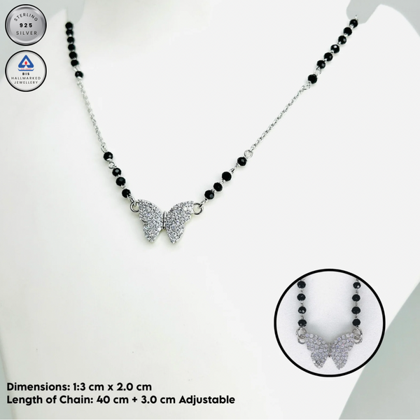 Silver Full stones Butterfly Mangalsutra