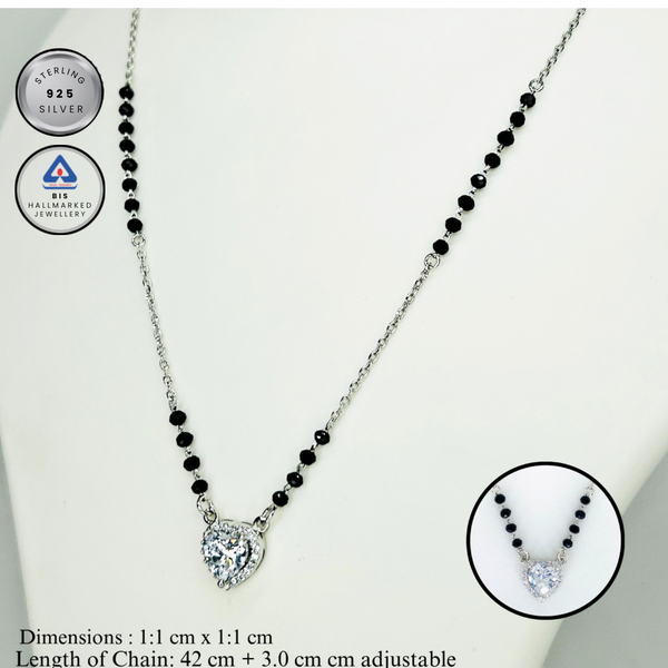 Silver Vlaentine Solitaire heart Mangalsutra