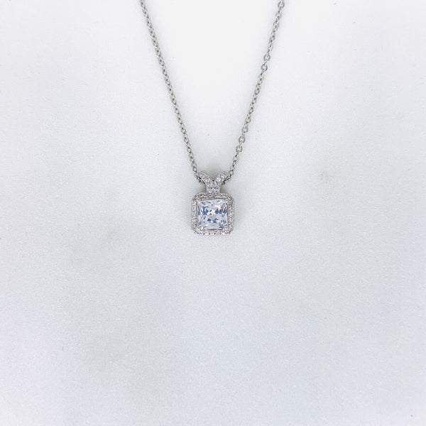 Silver Halo Square Chain Pendant