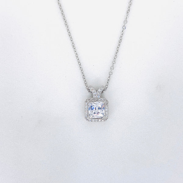 Silver Halo Square Chain Pendant