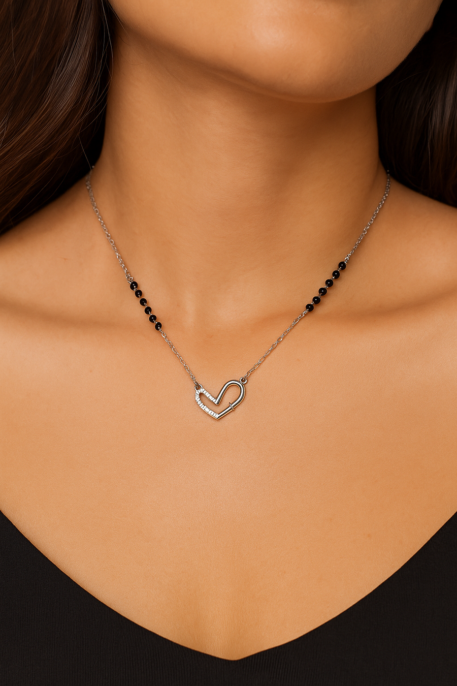 Silver Twilight Heart Mangalsutra
