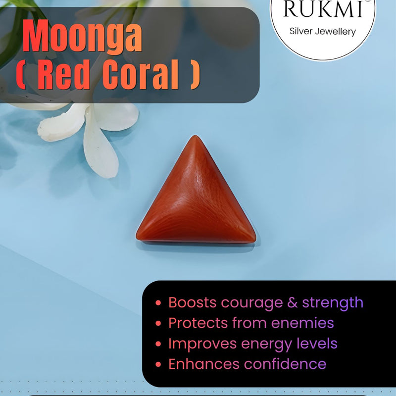 Natural Red Coral (Moonga) Triangular-Cut Loose Gemstone