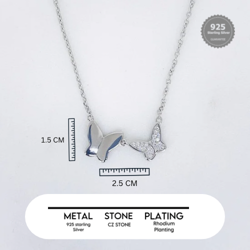 Silver Gemina Butterflies Chain Pendant
