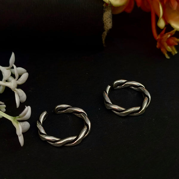 92.5 Sterling Silver Twisted Minimalist Toe Rings (Pair)