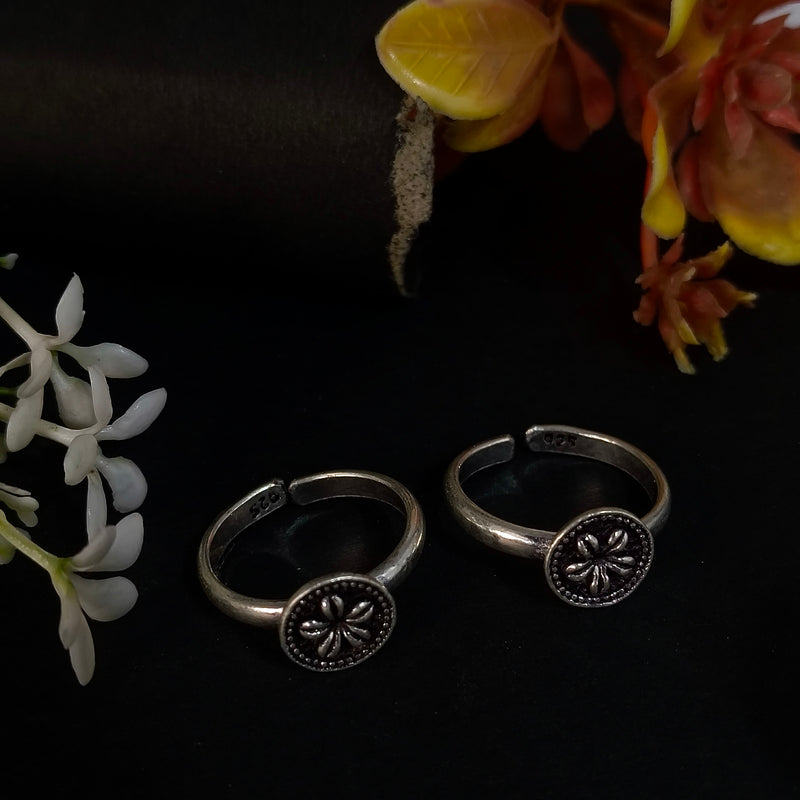 92,5 Sterling Silver Vintage Floral Circle Toe Rings