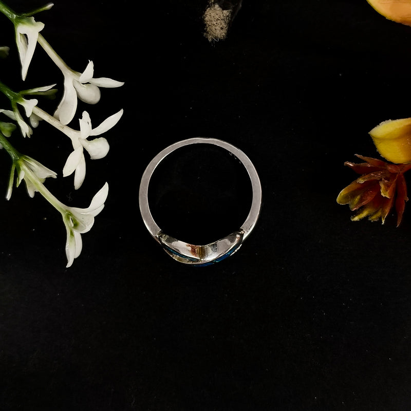 92.5 Sterling Silver Blue Opal Infinity Knot Statement Ring
