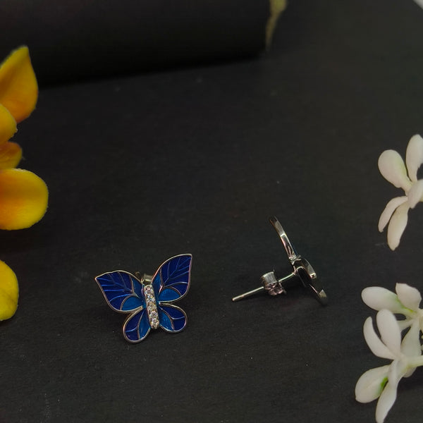 92.5 Sterling Silver Azure Butterfly Enamel Jewelry Set
