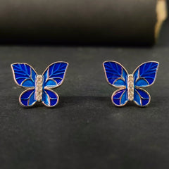 92.5 Sterling Silver Azure Butterfly Enamel Jewelry Set