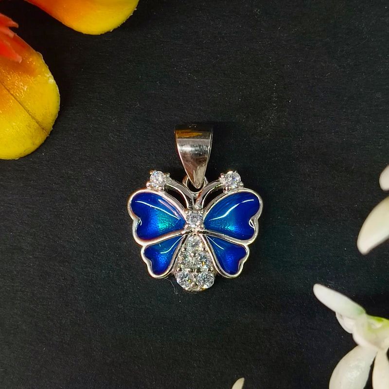 92.5 Sterling Silver Azure Butterfly Enamel Jewelry Set