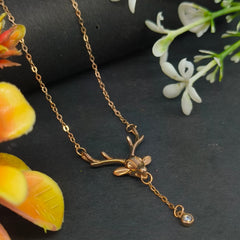 925 silver Gold-Plated Reindeer Antler Dainty Drop Necklace