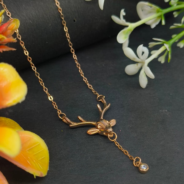 925 silver Gold-Plated Reindeer Antler Dainty Drop Necklace