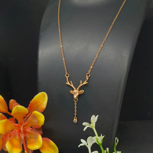 925 silver Gold-Plated Reindeer Antler Dainty Drop Necklace