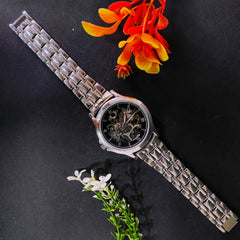Men’s 92.5 Sterling Silver Open-Heart Watch