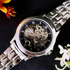 Men’s 92.5 Sterling Silver Open-Heart Watch