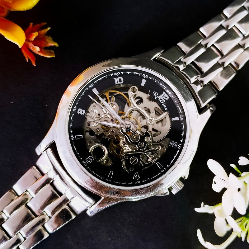 Men’s 92.5 Sterling Silver Open-Heart Watch