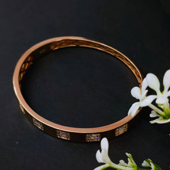 92.5 Sterling Silver Rose Gold Baguette-Cut Luxury Kada