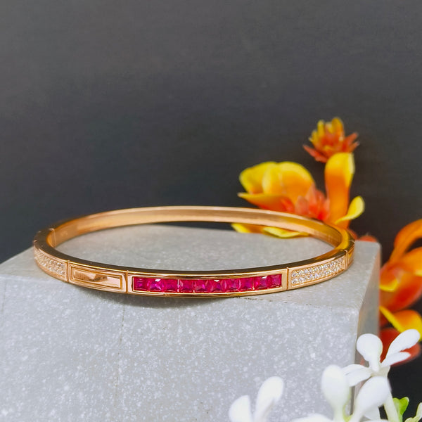 92.5 Sterling Silver Ruby Red & Rose Gold Luxury Kada