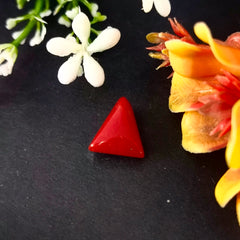 Natural Red Coral (Moonga) Triangular-Cut Loose Gemstone