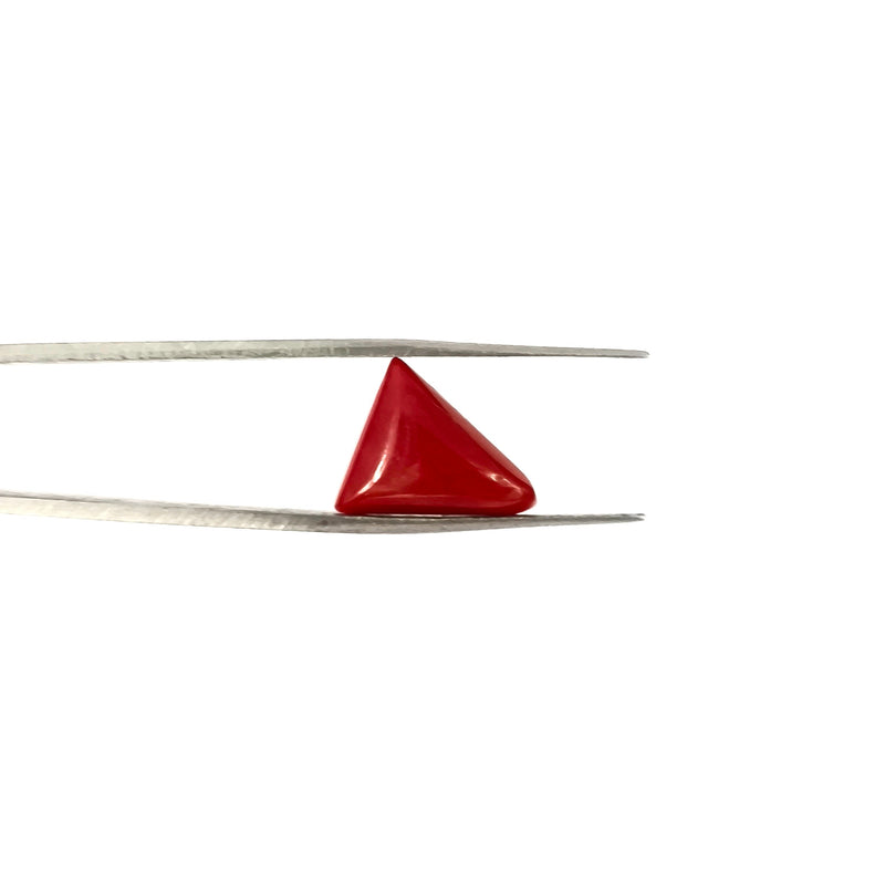 Natural Red Coral (Moonga) Triangular-Cut Loose Gemstone