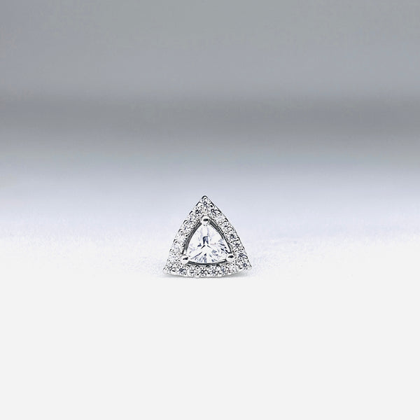 Silver CZ Stone With Triangle  Solitaire Top