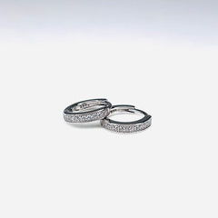 Silver CZ Stone With Double  Line Earring