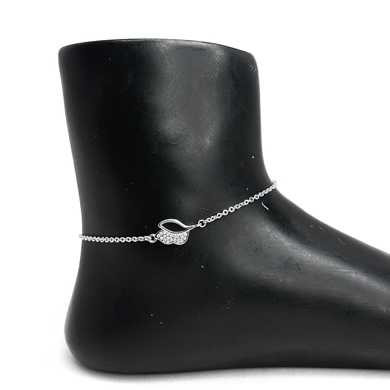 Sterling Silver Delicate Leaf Anklet