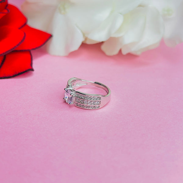 Sterling Silver Solitaire  Line Sparkle ring