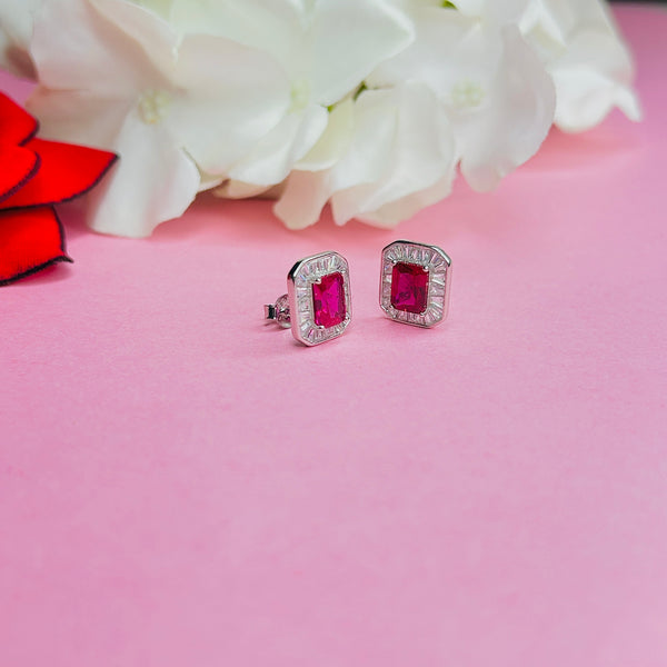 Silver CZ Stone Ruby Solitaire Top