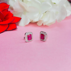 Silver CZ Stone Ruby Solitaire Top