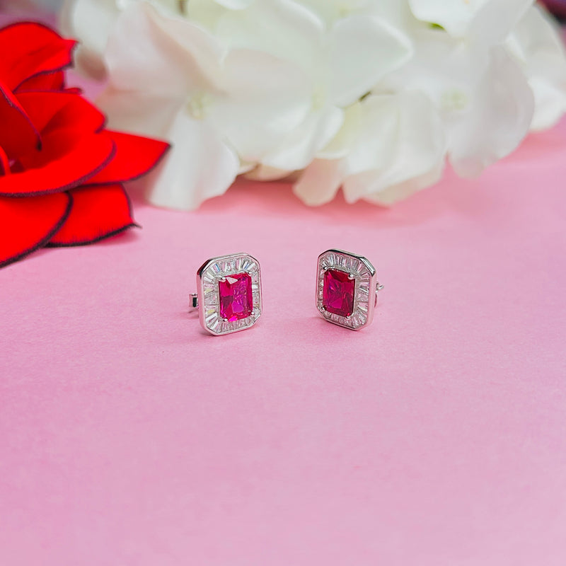 Silver CZ Stone Ruby Solitaire Top