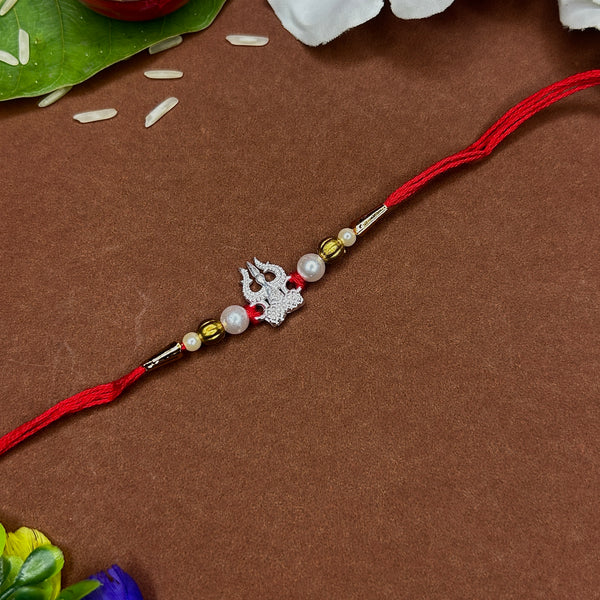 Trident With Om Premium Silver rakhi