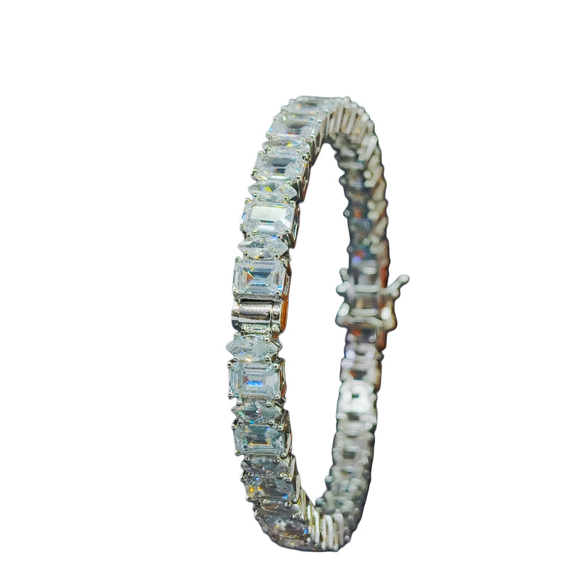 Premium Square Crystal Kada 925 Silver Anklet, Bangle for Women