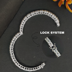 Luxury Square Crystal Stone 925 Silver Kada Bangle for Women