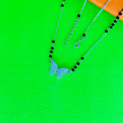 Silver Full stones Butterfly Mangalsutra