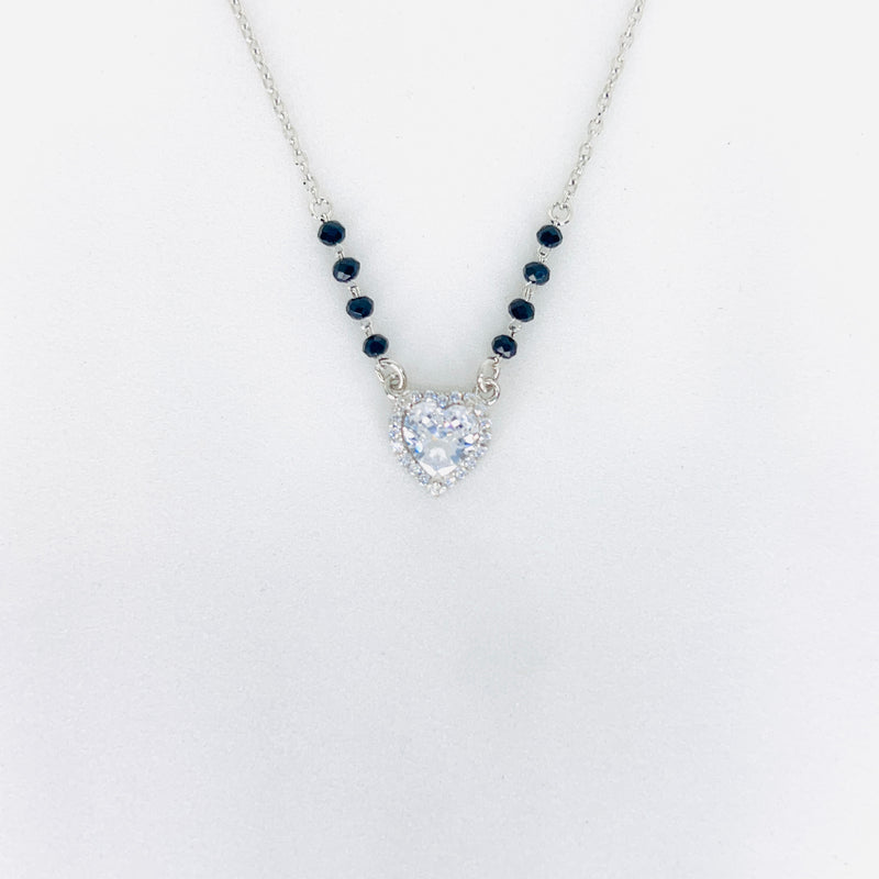 Silver Vlaentine Solitaire heart Mangalsutra